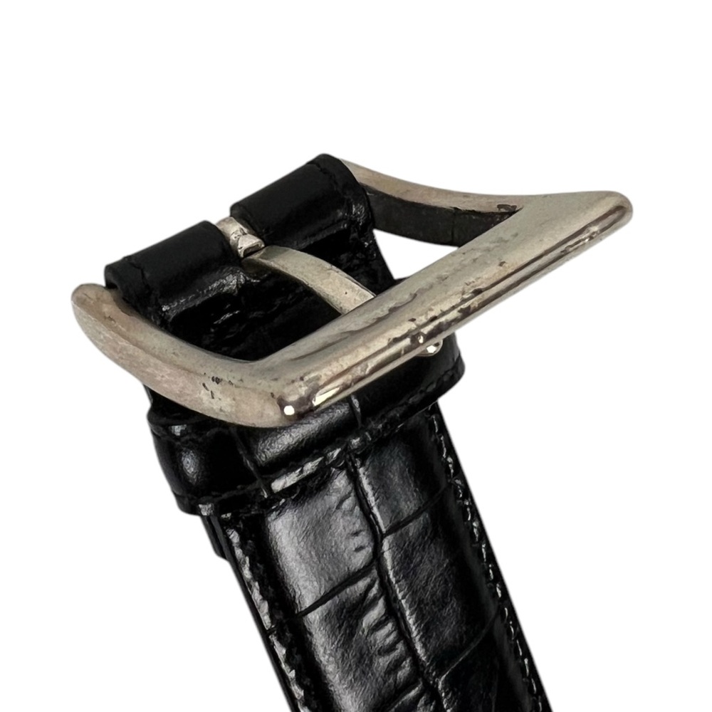 Trafalgar Mens 36 Black Embossed Italian Calfskin Leather Belt Made In USA Croc - Picture 16 of 16